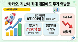 '최대 실적에도 주가 역방향' 카카오, 100개 넘던 계열사 '군살' 빼고 AI... - 뉴스 썸네일 이미지